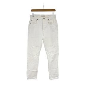 St. Agni 100% Cotton White High Waisted Straight Skinny Leg Jeans Womens 28 READ